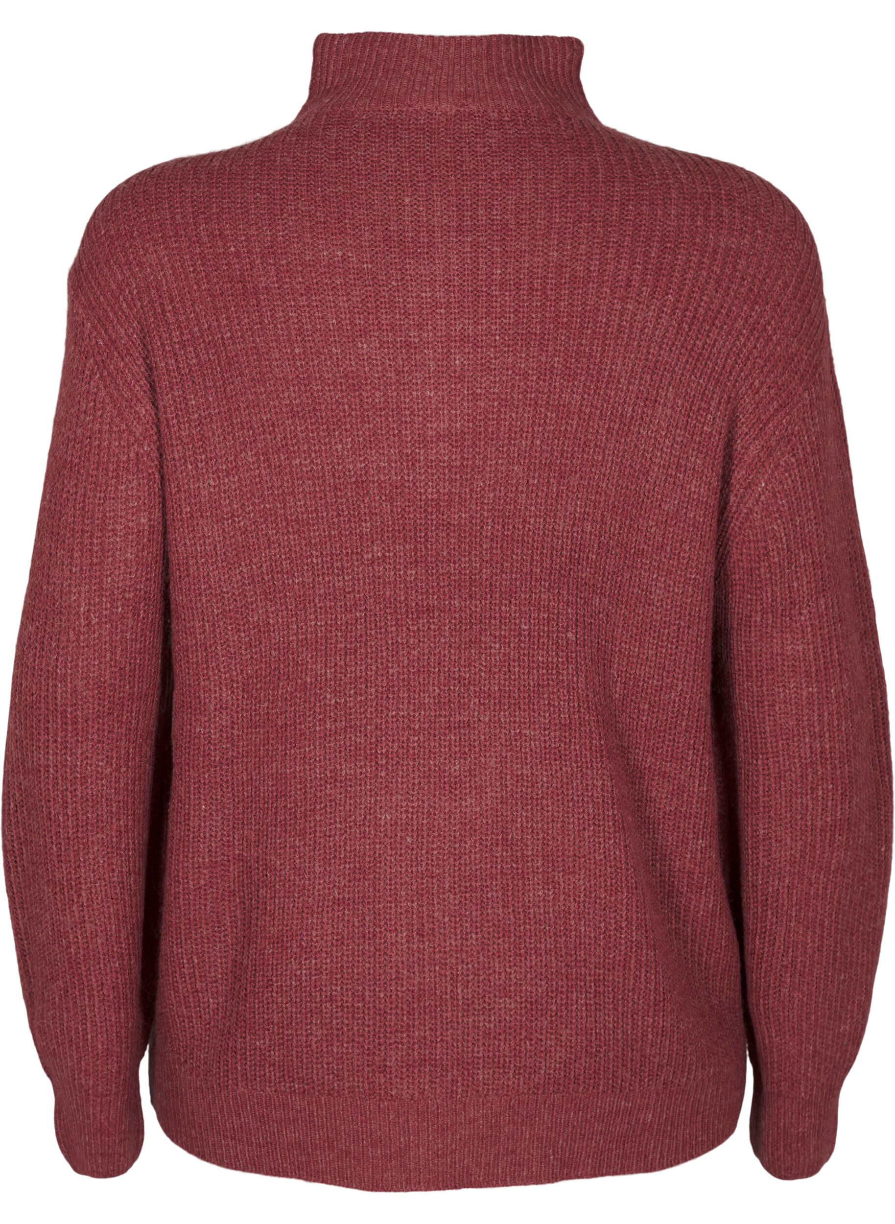 ZizziStriktr&oslash;je med h&oslash;j hals og lynl&aring;s, R&oslash;d, Packshot image number 1