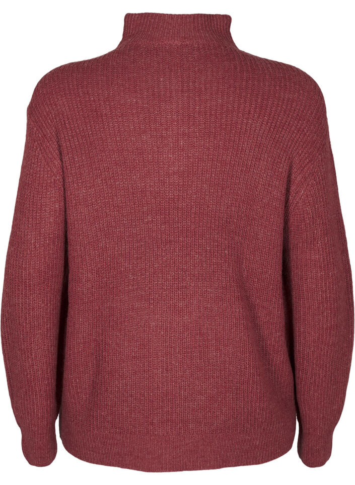 Striktr&oslash;je med h&oslash;j hals og lynl&aring;s, R&oslash;d, Packshot image number 1