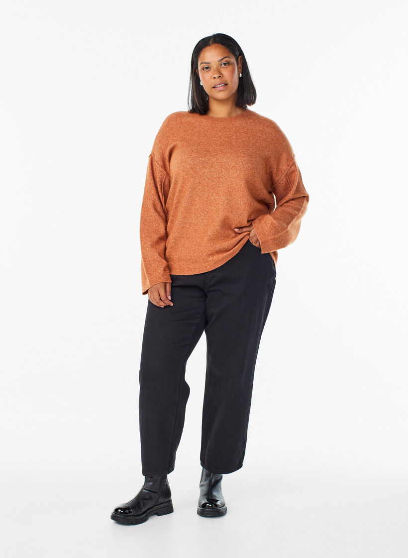 L&oslash;s striktr&oslash;je med markante syninger, Orange, Model image number 1
