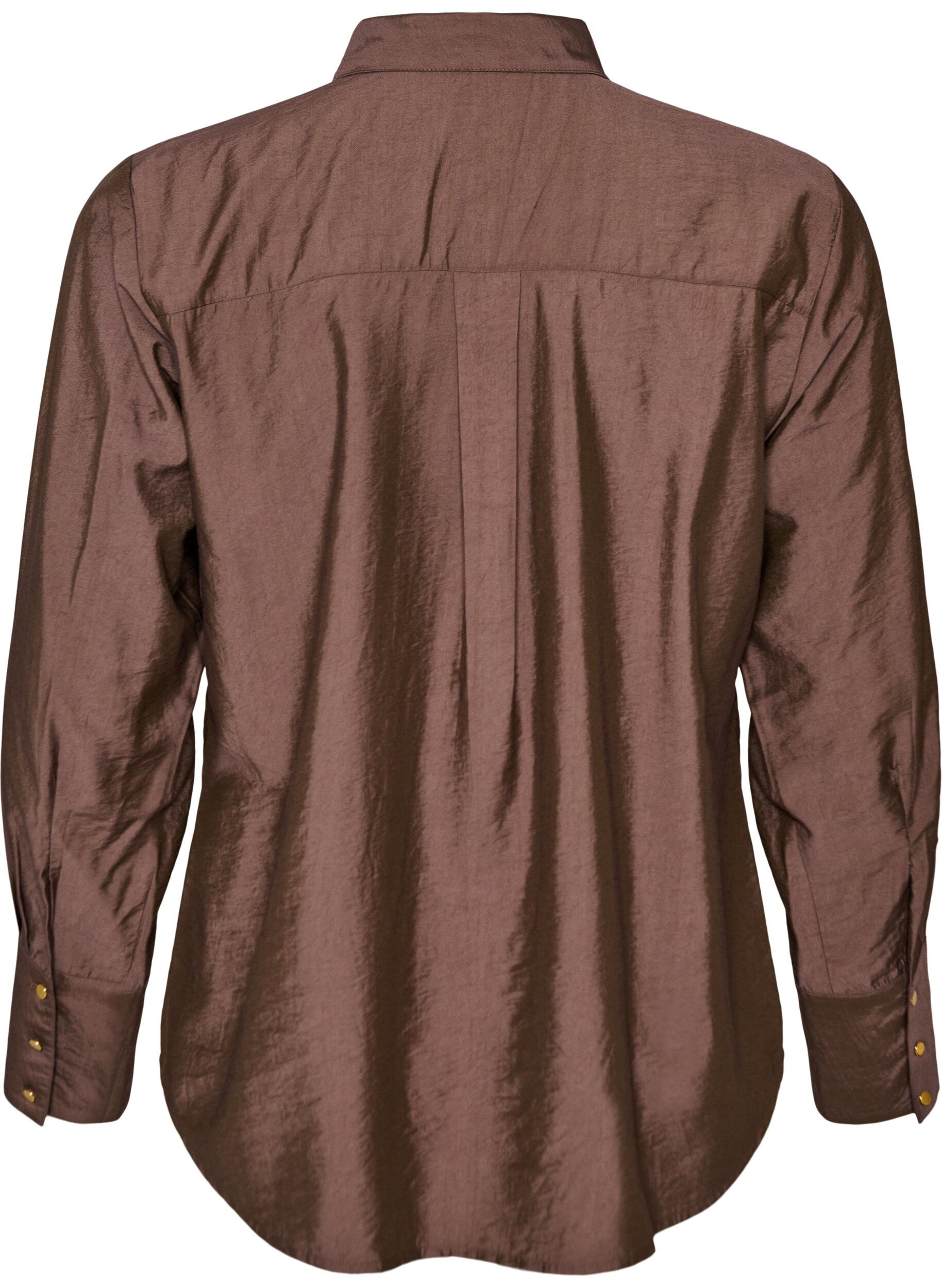 ZizziSkjorte i viskose med gyldne knapper, Brun, Packshot image number 1