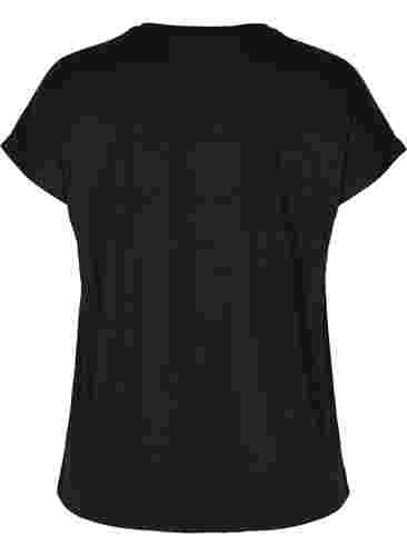 Kortærmet trænings t-shirt med mønstret mesh, Black, Packshot image number 1