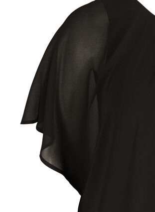 Kortærmet bluse med rund hals, Black, Packshot image number 3