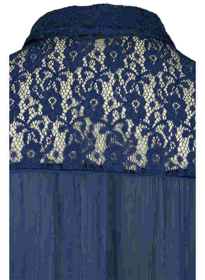 Lang skjorte med blondedetaljer, Evening Blue, Packshot image number 3