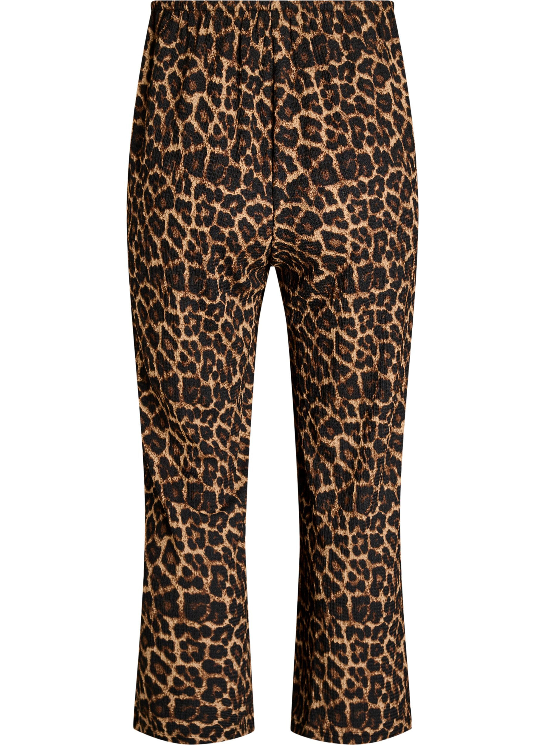 Zizzi Bukser i let strukturkvalitet med brede ben, Sort, Packshot image number 1