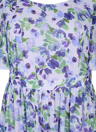 Blomstret kjole med korte ærmer, Xenon B. Flower AOP, Packshot image number 2