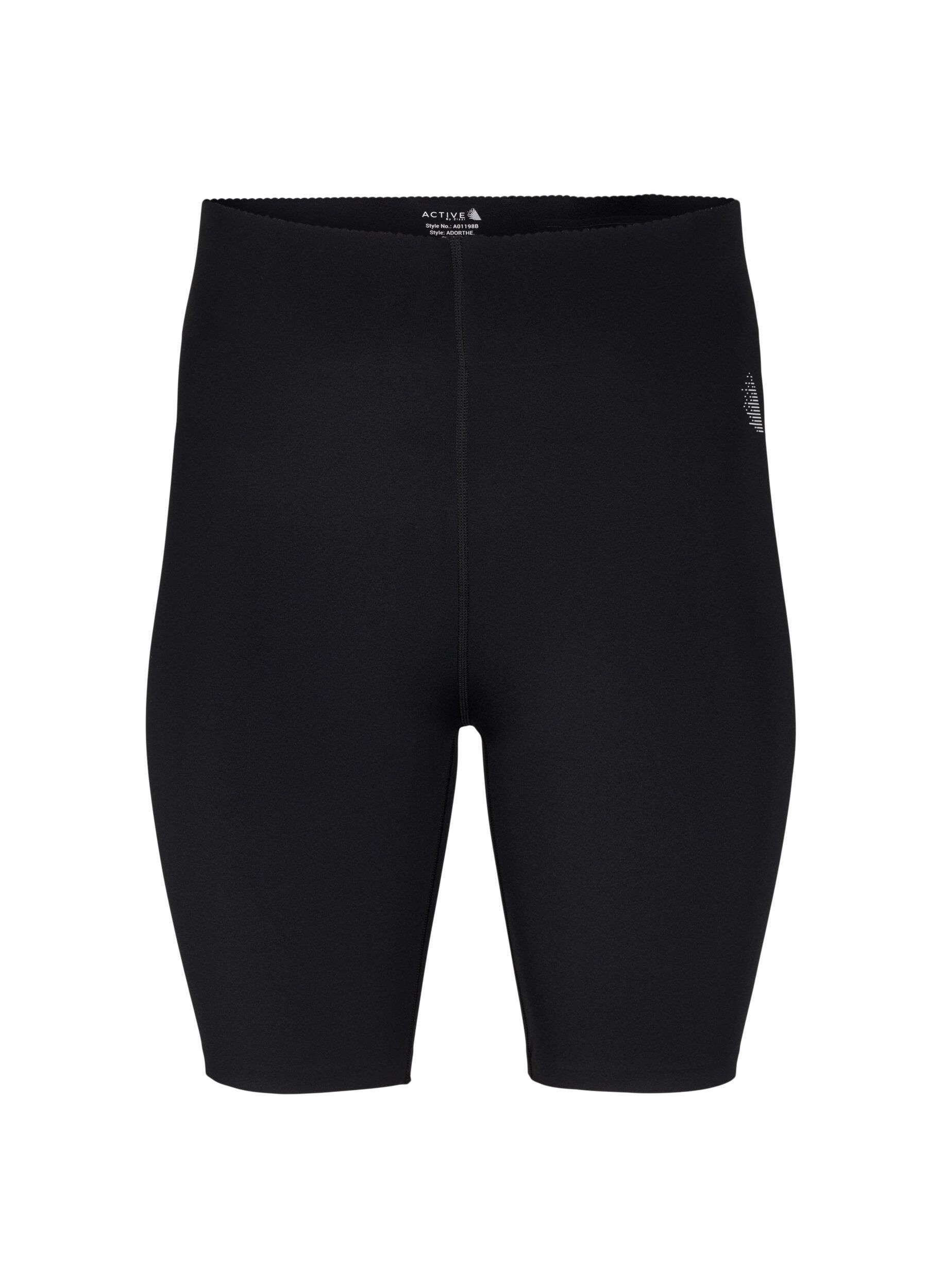 Zizzi T&aelig;tsiddende tr&aelig;ningsshorts med lomme, Black, Packshot image number 0
