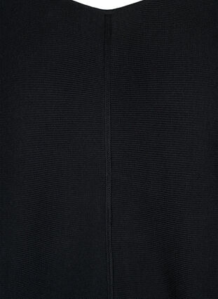 Ribstrikket kjole med 3/4 ærmer, Black, Packshot image number 2
