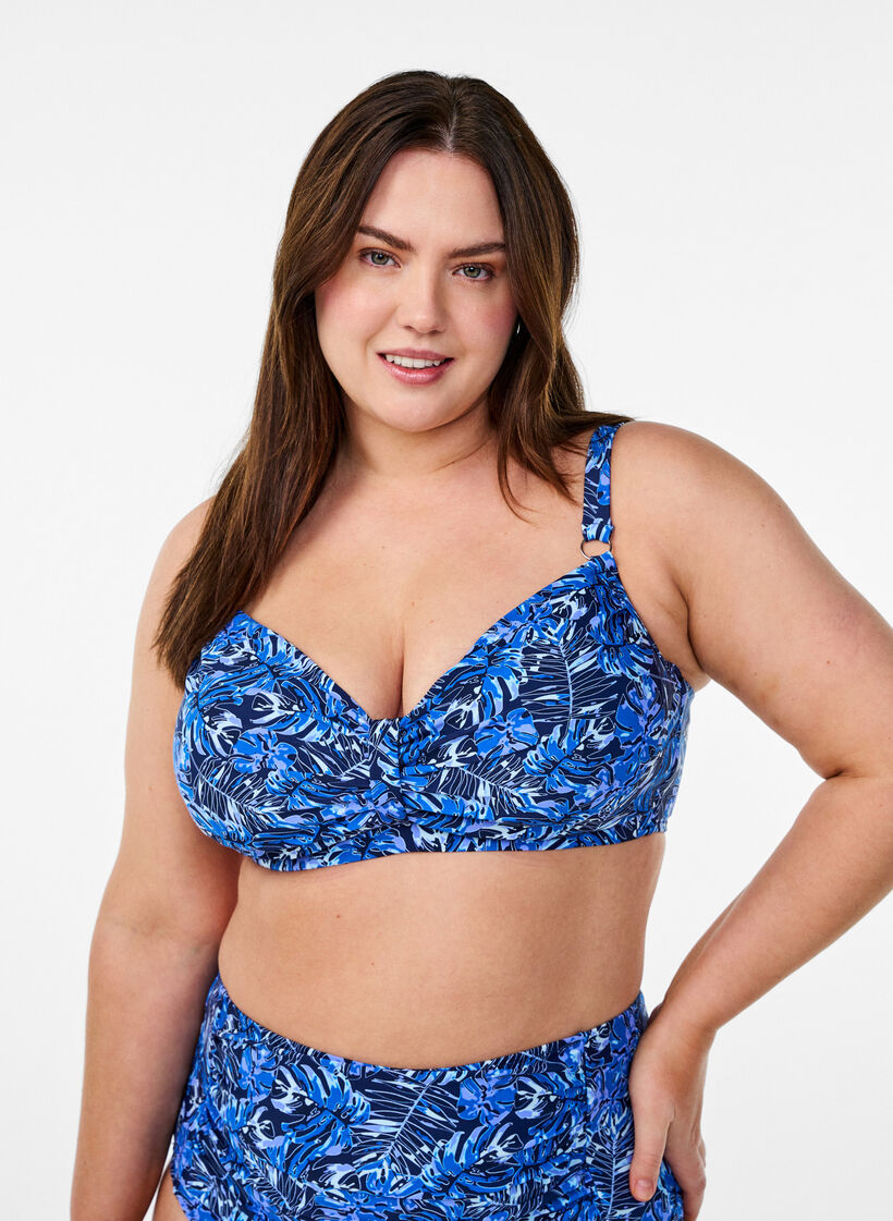 Bikini bh med b&oslash;jle og m&oslash;nster, Bl&aring;, Model image number 0