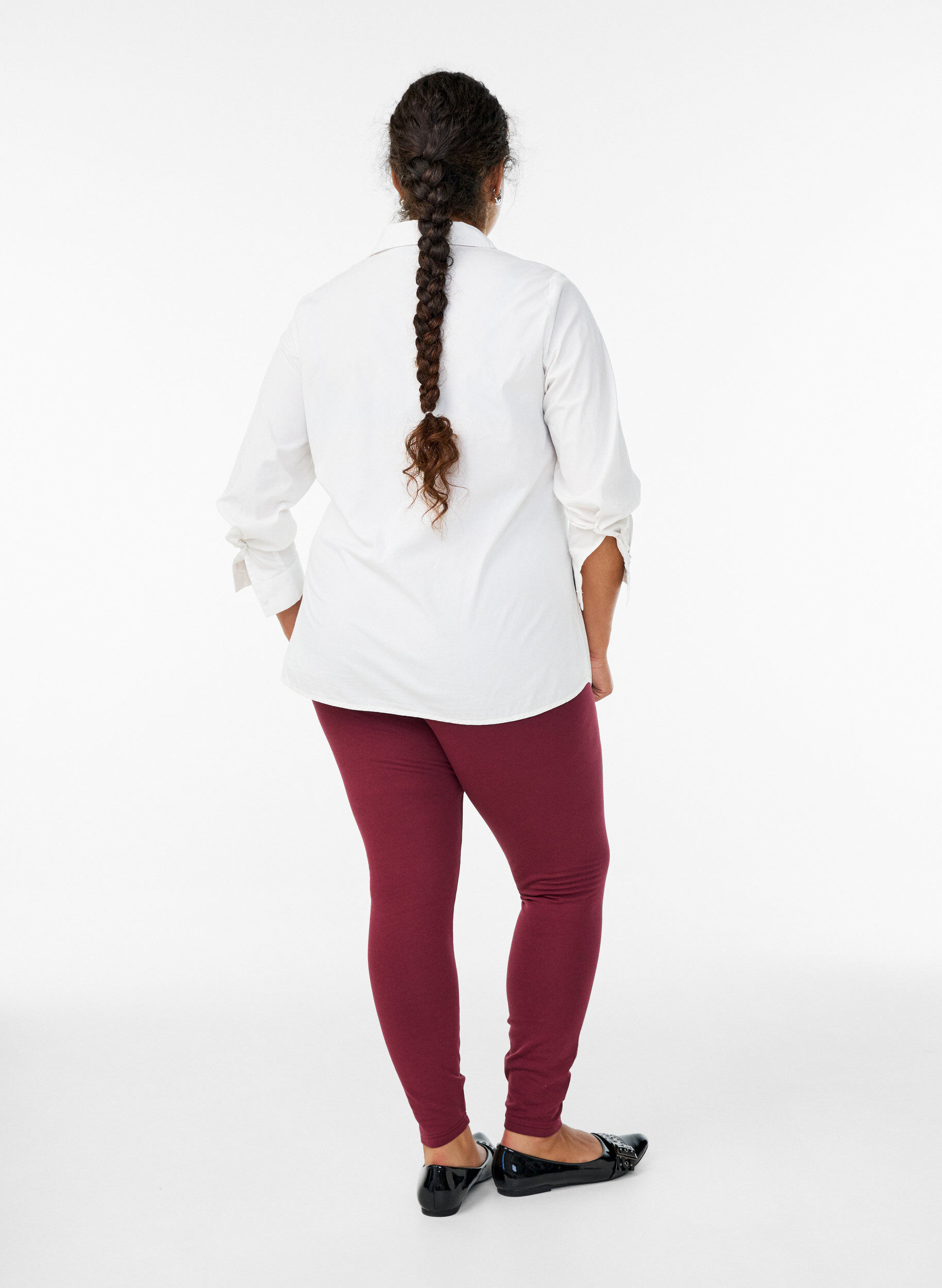 ZizziLeggings i bomuld med foer, M&oslash;rk Bordeaux, Model image number 2