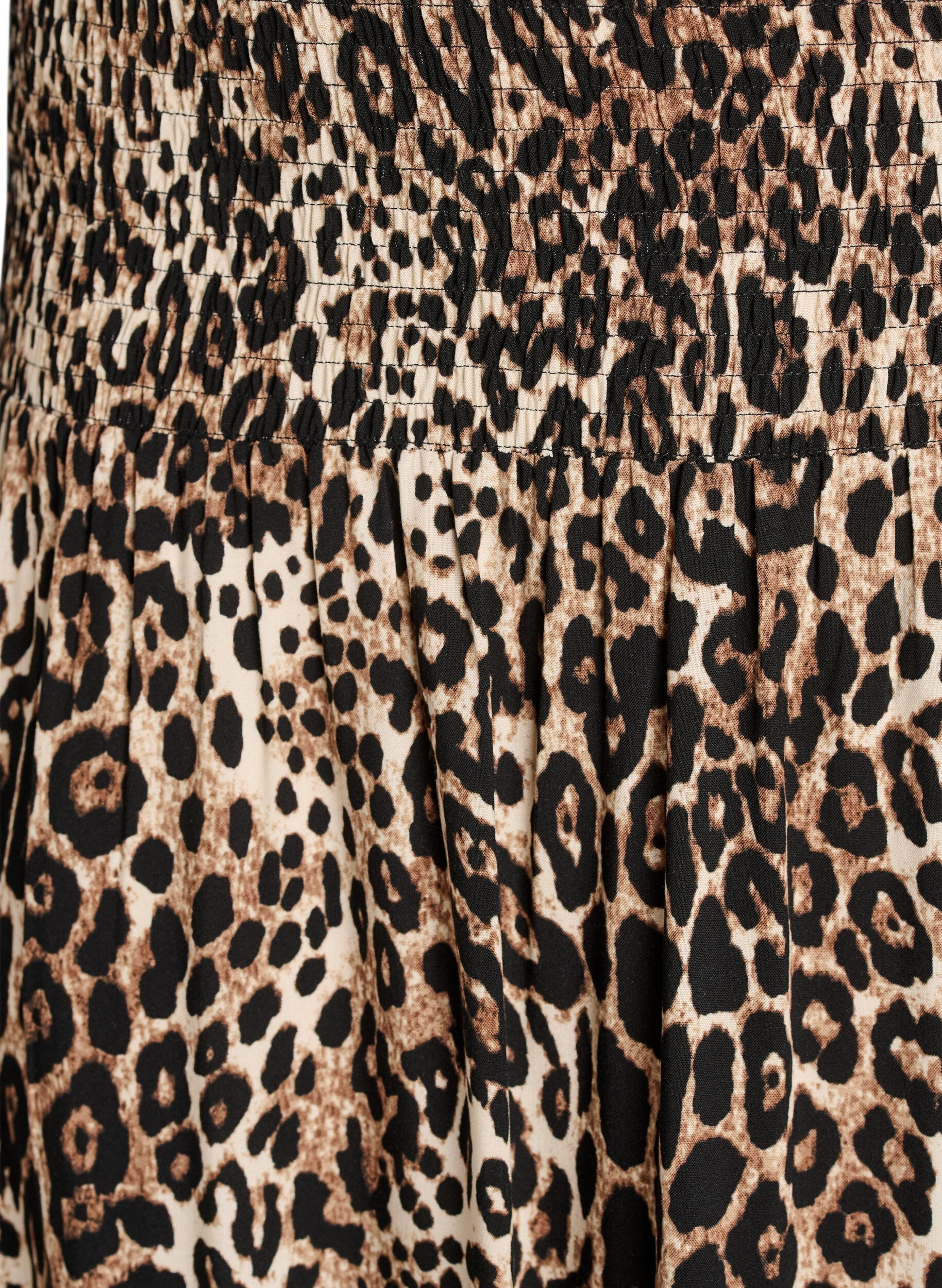 ZizziMaxinederdel i viskose med smock, Brun, Packshot image number 2