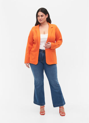 Enkel blazer med knaplukning, Mandarin Orange, Model image number 2