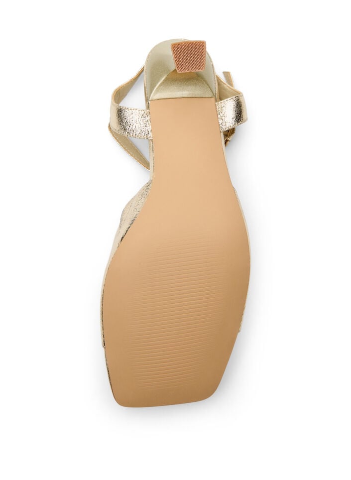 Pumps med &aring;ben t&aring; og firkantet snude, Guld, Packshot