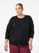 Finstrikket cardigan med rund hals, Sort, Model image number 0