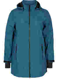 Softshell jakke med aftagelig hætte