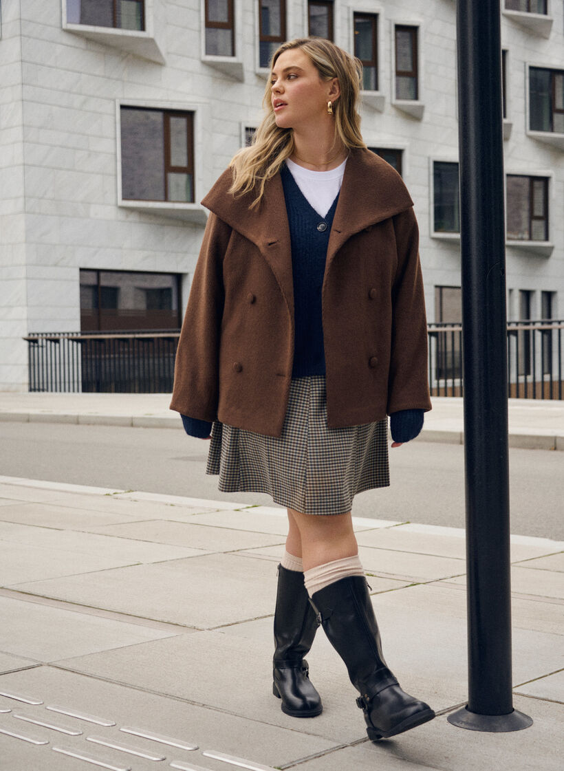 Kort nederdel med A-shape, Brun, Image image number 0