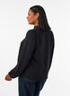 Bluse med V-udsk&aelig;ring og crochetb&aring;nd, Sort, Model image number 2