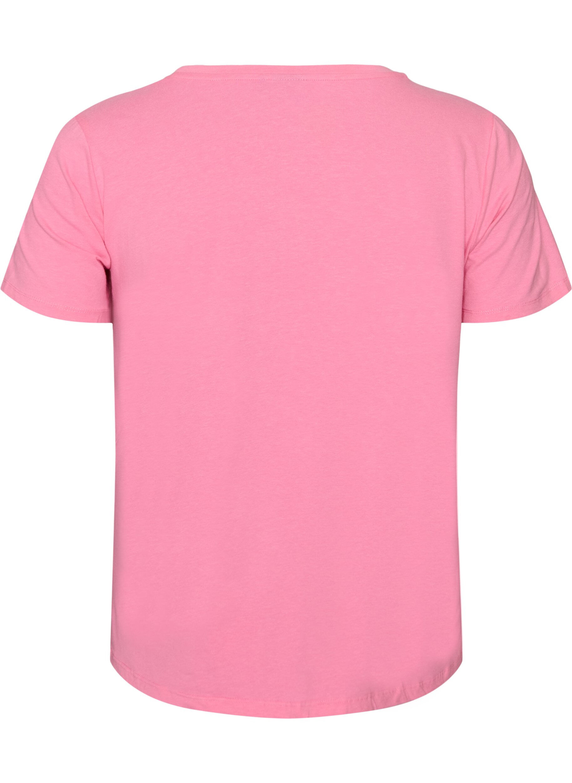 ZizziEnsfarvet basis t-shirt i bomuld, Lyser&oslash;d, Packshot image number 1