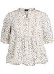 Bluse med print og 1/2 &aelig;rmer, Hvid, Packshot image number 0