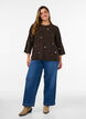 Strikbluse med sm&aring; broderede motiver, Brun, Model image number 1