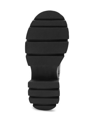 Wide fit læderstøvle med lang skaft og elastik, Black, Packshot image number 3