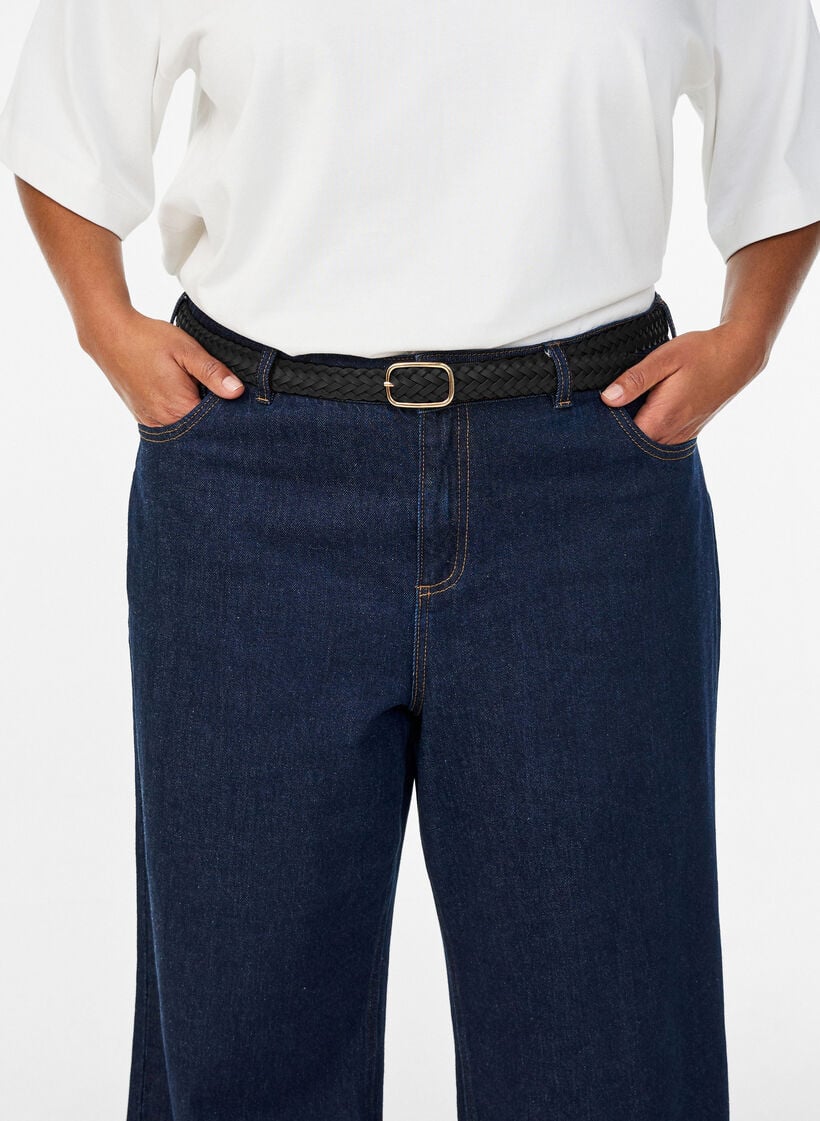 Flettet b&aelig;lte i imiteret l&aelig;der, Sort, Model image number 0