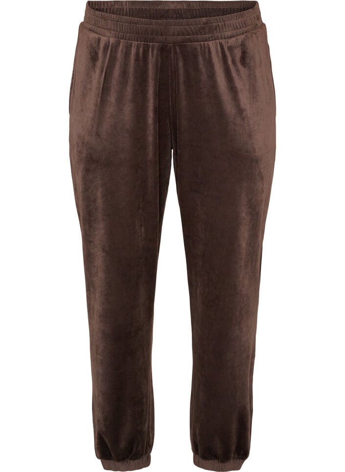 L&oslash;se bukser i velour, Brun, Packshot image number 0
