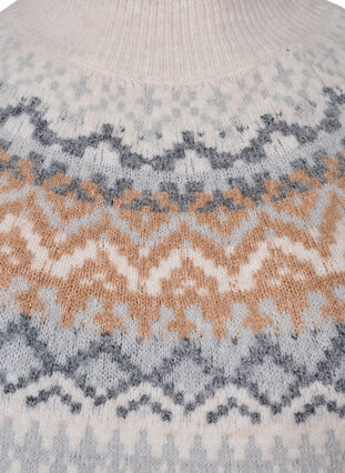 Mønstret strikkjole med lange ærmer, Birch Mel. Comb, Packshot image number 2
