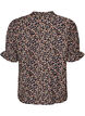Blomstret viscosebluse med korte &aelig;rmer og smockdetaljer, Bl&aring;, Packshot image number 1