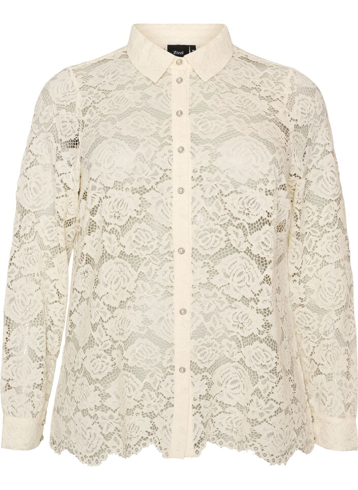 Blondeskjorte med perleknapper, Vanilla, Packshot image number 0