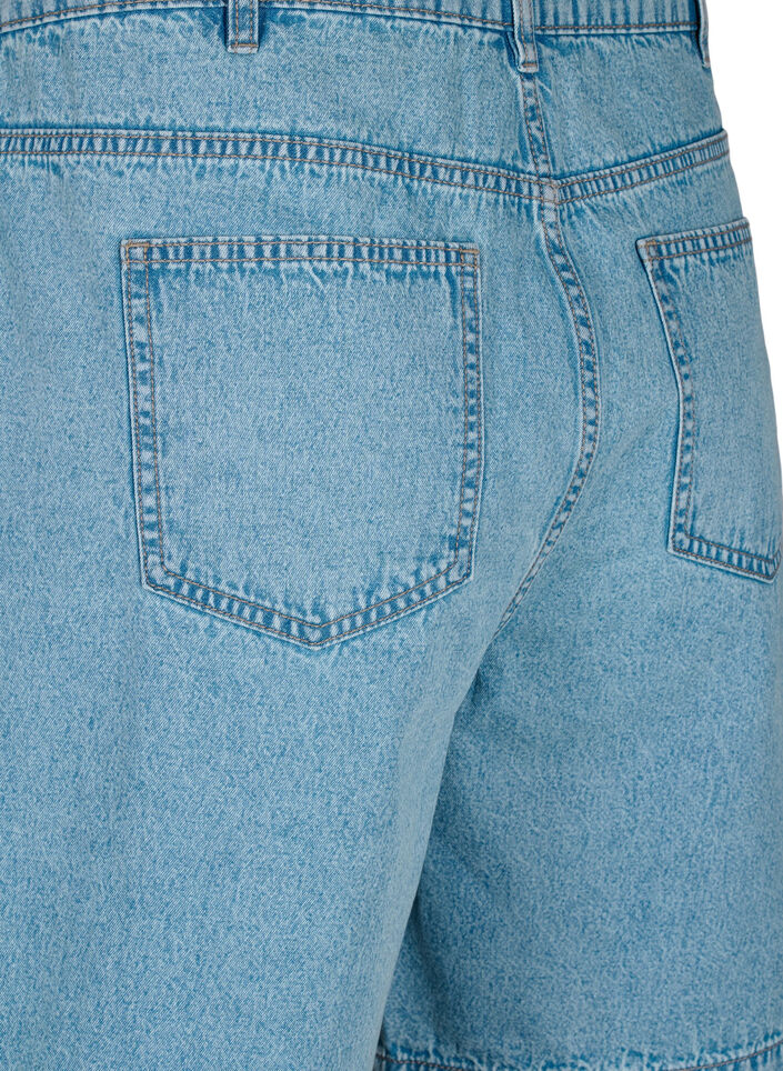 Denim shorts med høj talje, Light Blue Denim, Packshot image number 3
