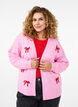 Kort strikcardigan med sløjfer, Begonia Pink Comb, Model image number 0