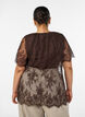 Kort&aelig;rmet blondebluse med bindeb&aring;nd, Brun, Model image number 2