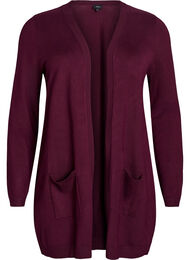 Lang strikcardigan i viskosemix, R&oslash;d