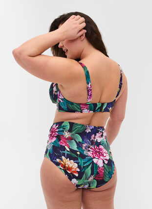 Højtaljet bikini underdel med blomsterprint, Flower Print, Model image number 1