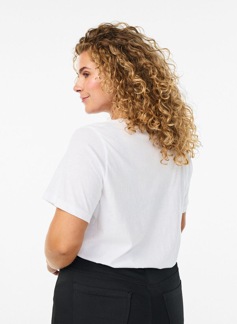 Kort&aelig;rmet t-shirt med v-udsk&aelig;ring, Hvid, Model image number 2