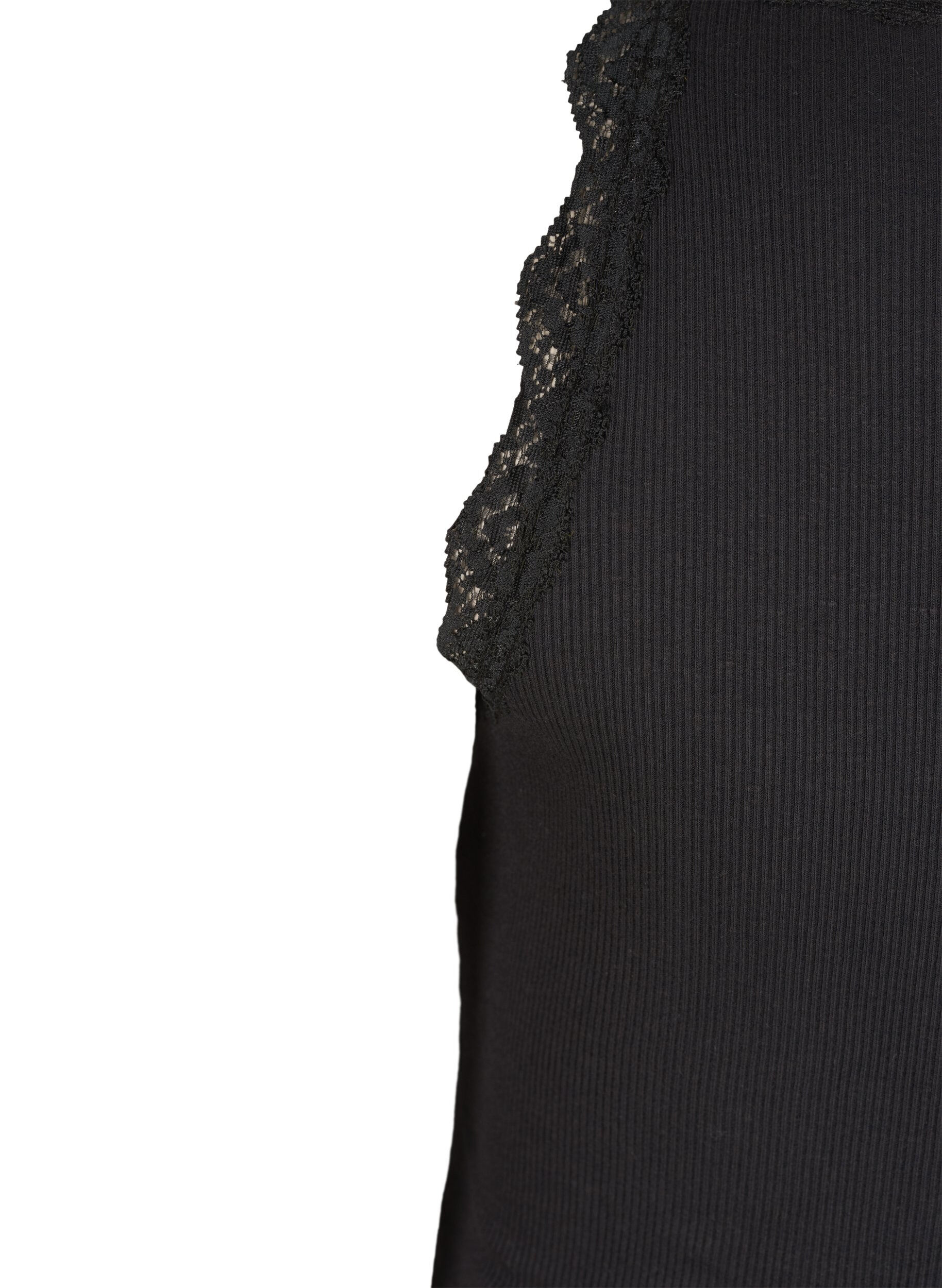 ZizziTop med blondekant, Sort, Packshot image number 3