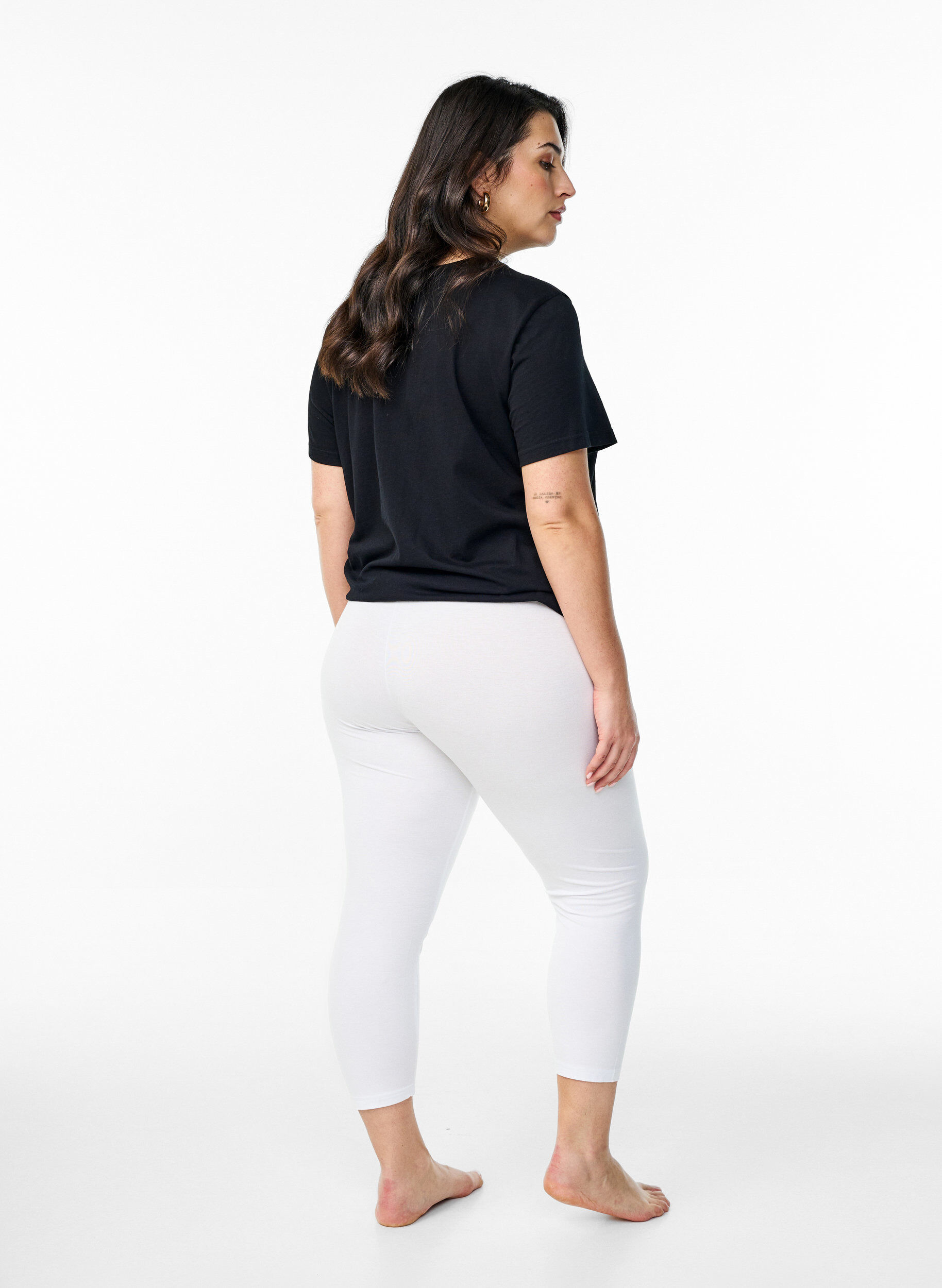 ZizziBasis 3/4 leggings i viskose, Hvid, Model image number 2