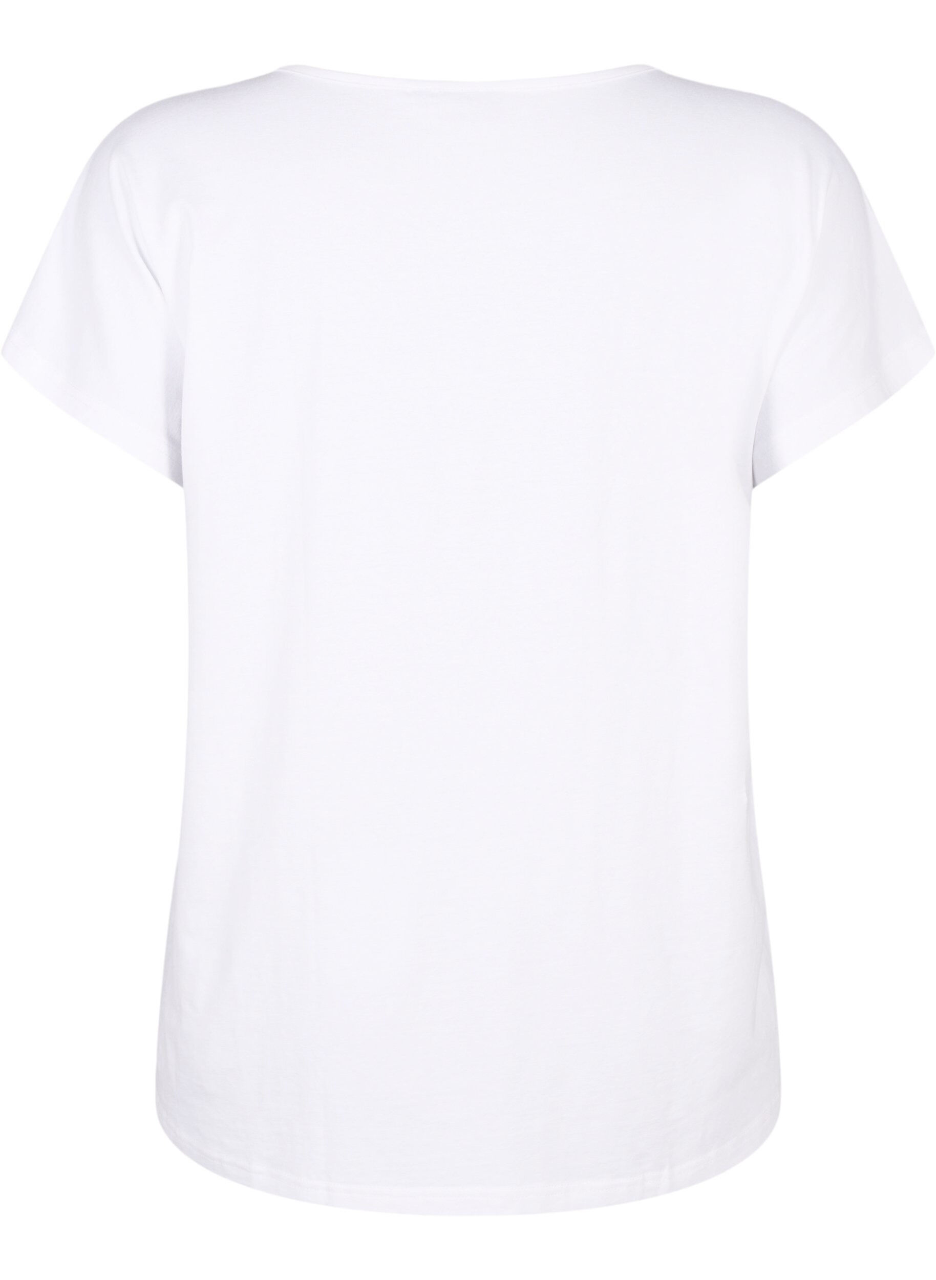 Zizzi T-shirt med v-hals og brystlomme, Bright White, Packshot image number 1