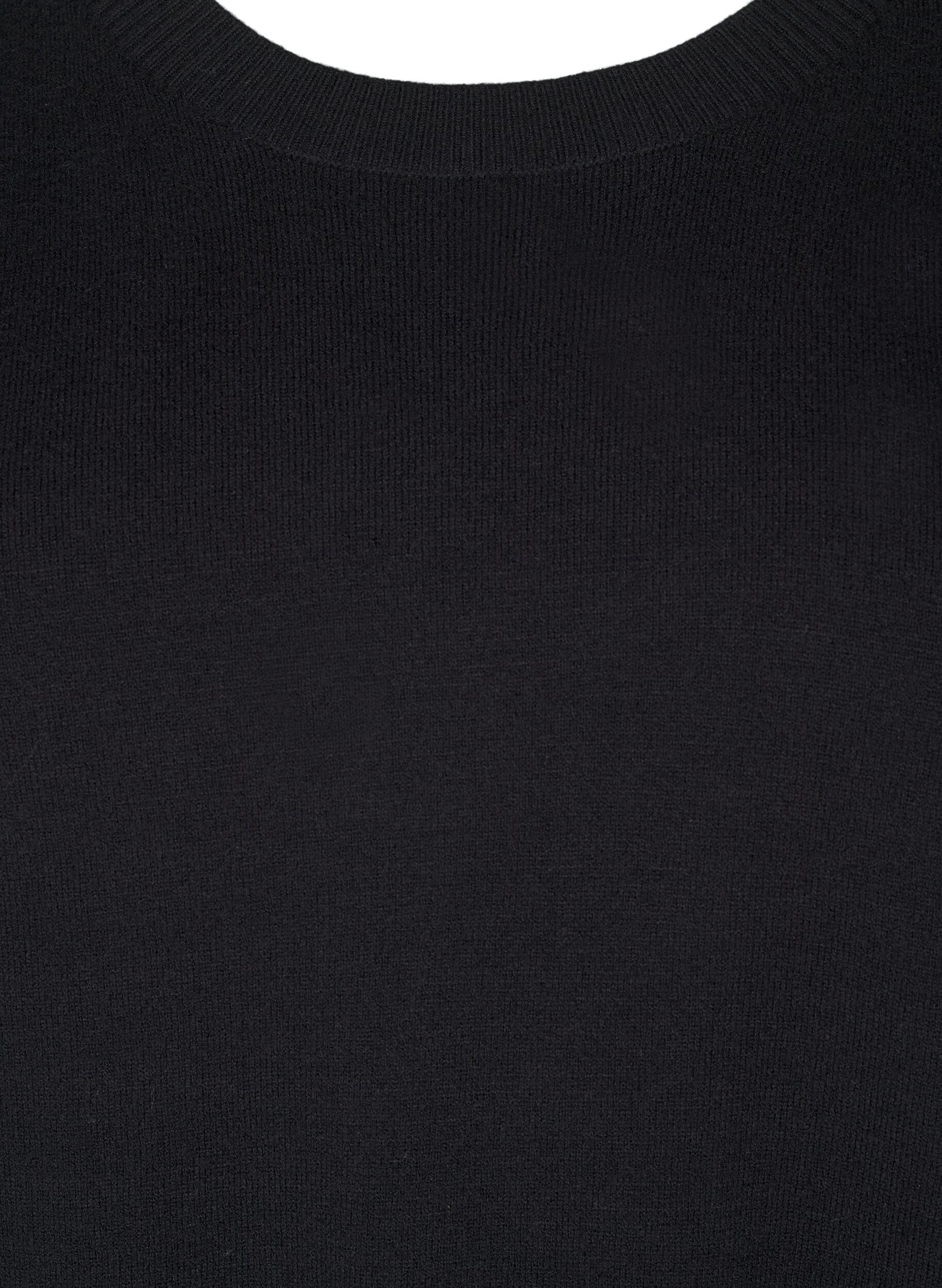 Zizzi FLASH - Strikbluse med rund hals, Sort, Packshot image number 2