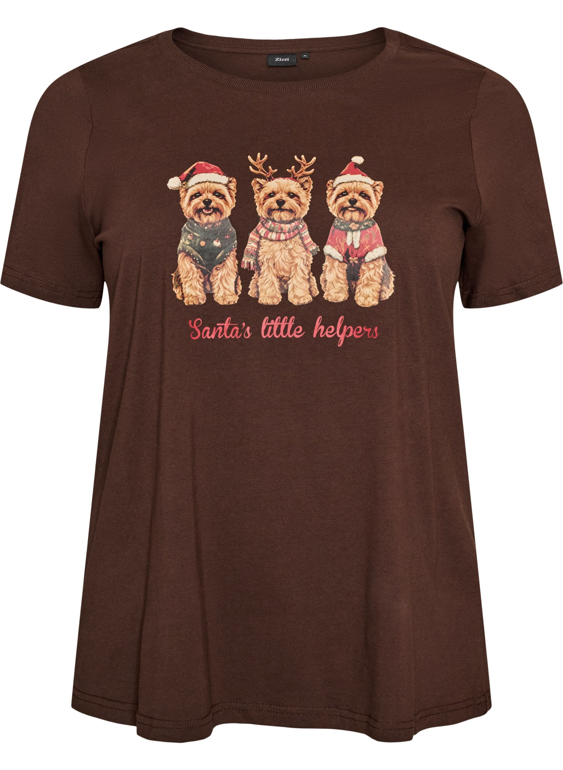 ZizziJule t-shirt i &oslash;kologisk bomuld, Brun, Packshot image number 0