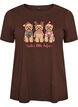 Jule t-shirt i &oslash;kologisk bomuld, Brun, Packshot image number 0