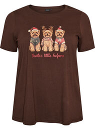 Jule t-shirt i &oslash;kologisk bomuld, Brun