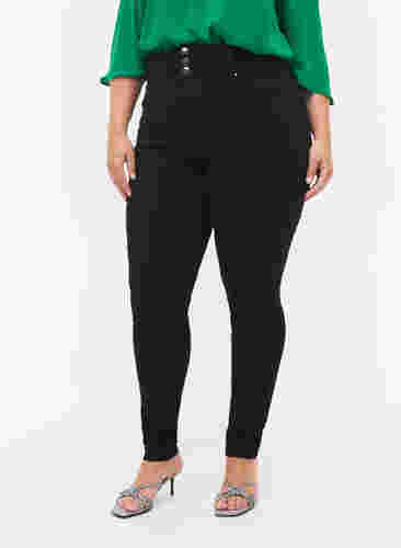 Super slim Bea jeans med ekstra høj talje, Black, Model image number 2