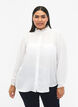 Skjortebluse med flæsedetaljer, Bright White, Model image number 0