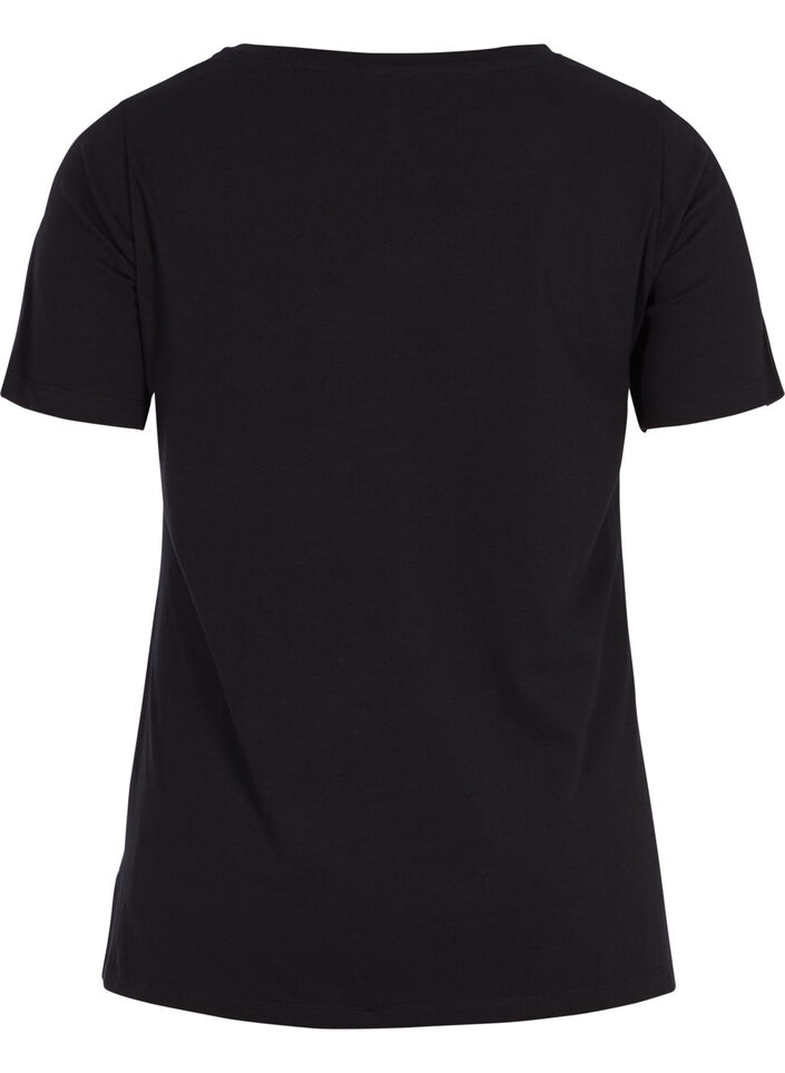 Ensfarvet basis t-shirt i bomuld, Sort, Packshot image number 1