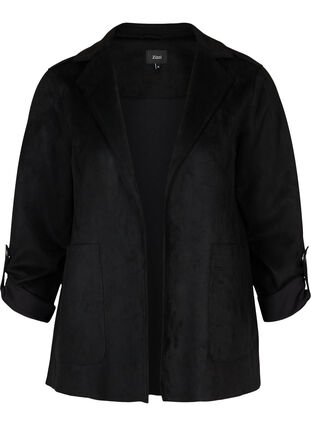 Åben jakke med store lommer, Black, Packshot image number 0