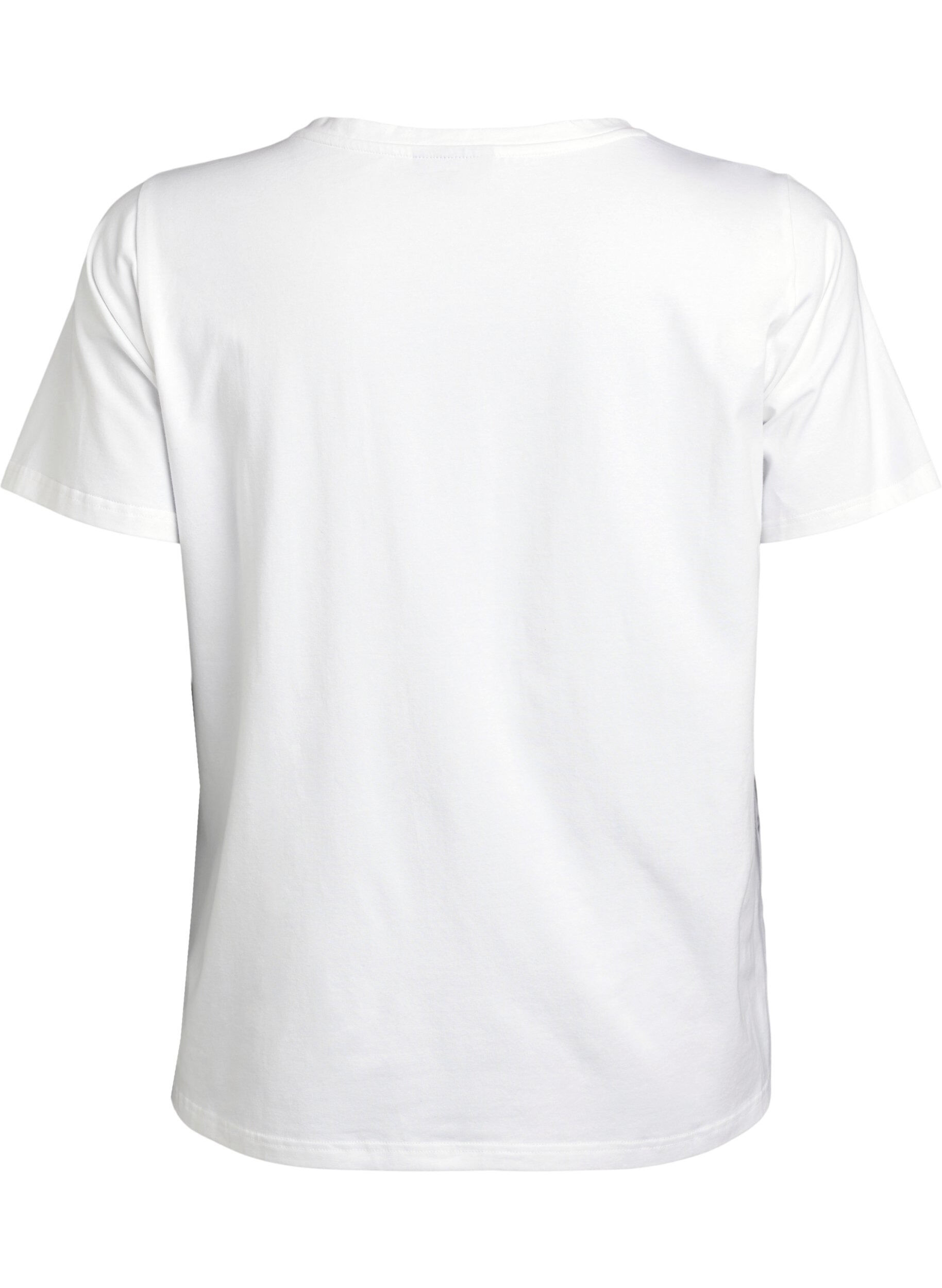 Zizzi T-shirt i &oslash;kologisk bomuld med blomstermotiv, B. White w. Rose, Packshot image number 1