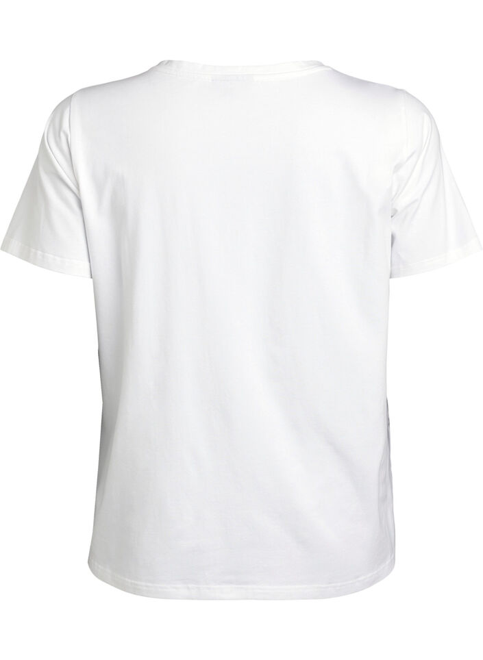 T-shirt i økologisk bomuld med blomstermotiv, B. White w. Rose, Packshot image number 1