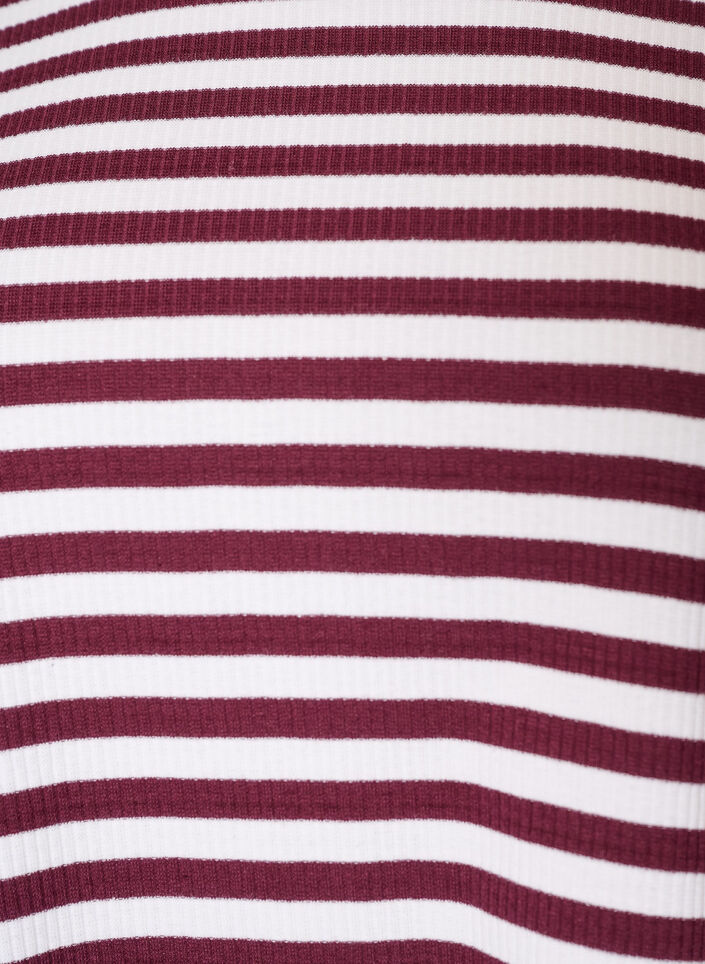 Lang&aelig;rmet natbluse i rib jersey med striber, R&oslash;d, Packshot image number 2
