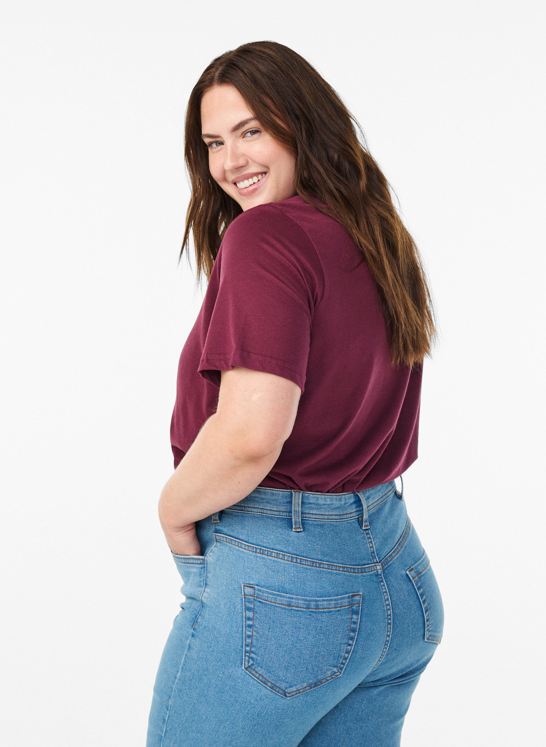 Zizzi T-shirt med motiv, R&oslash;d, Model image number 2